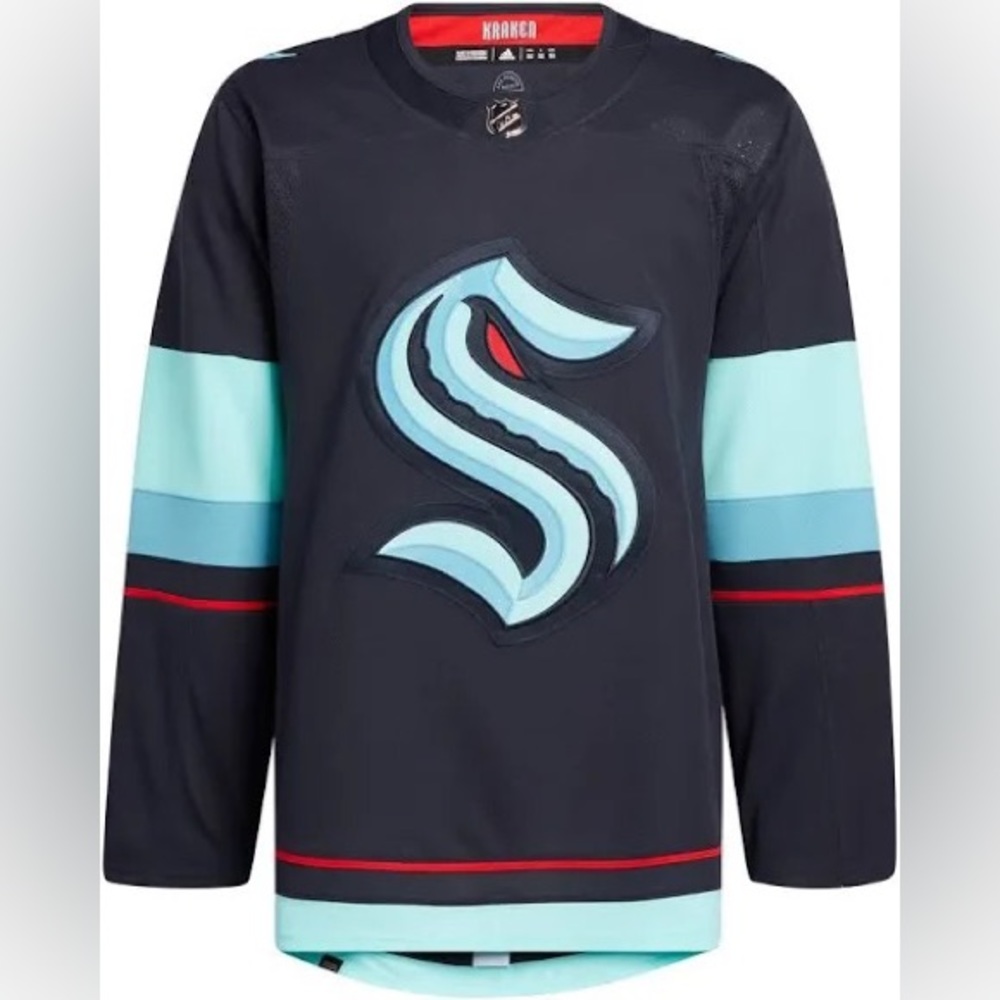 Brand New Authentic Adidas Seattle Kraken Home Jersey, Blank, Size 54, NWWT